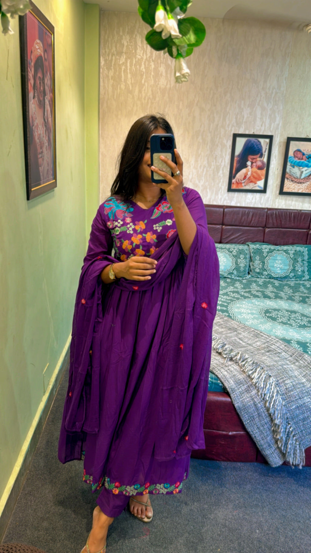 Pure Mul Cotton Embroidered Anarkali Suit