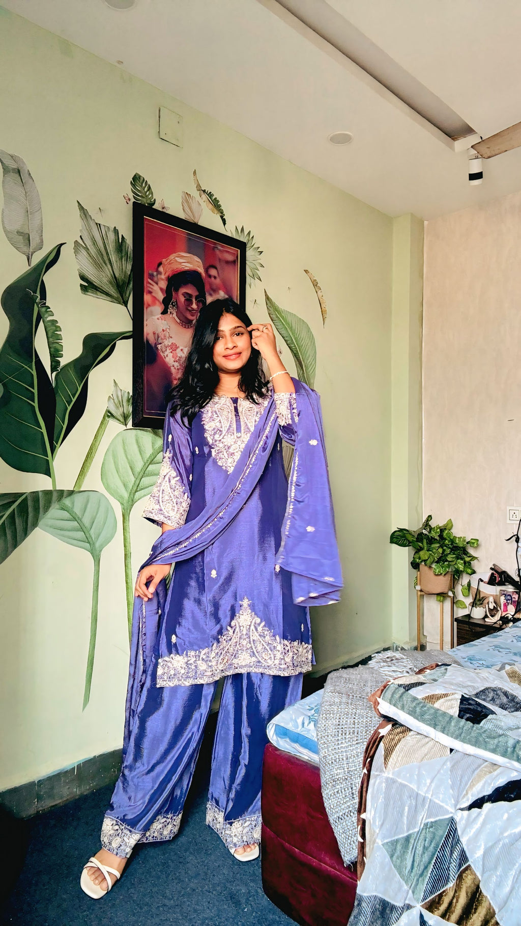 Meher Lavender Bloom Indo western set