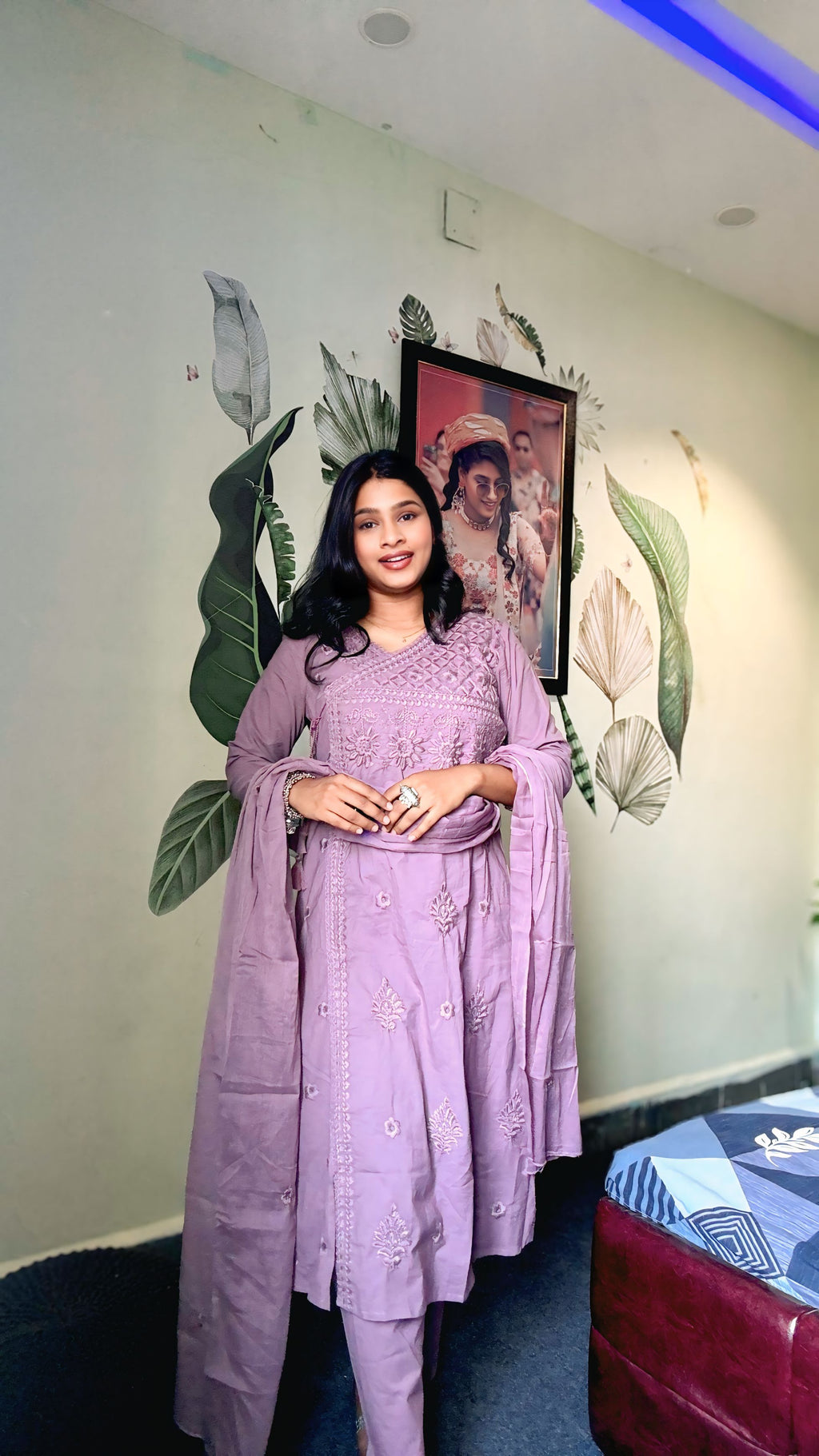 Mauve Medow Chikankari Suit