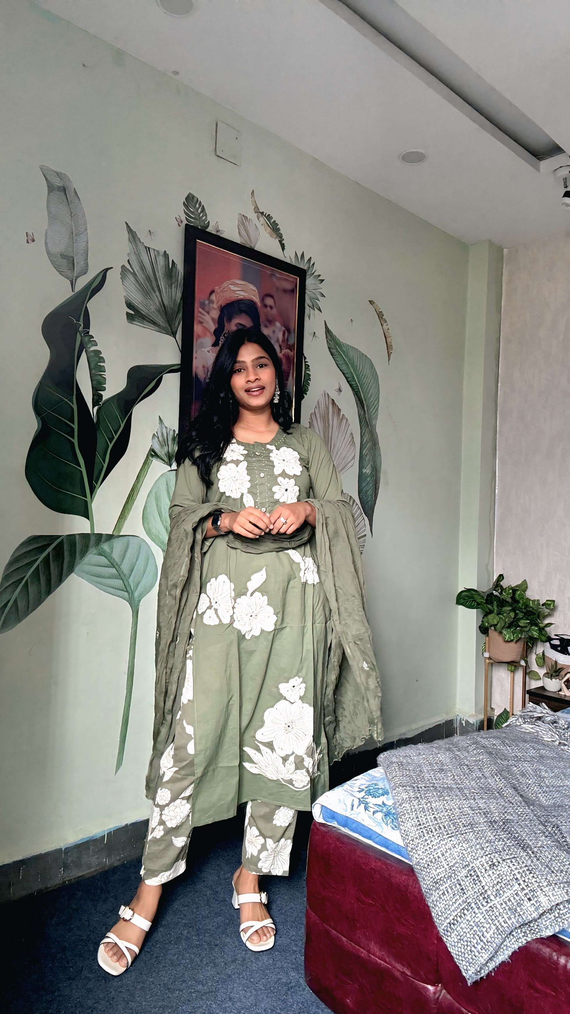 Sage Appliqué Chic Suit