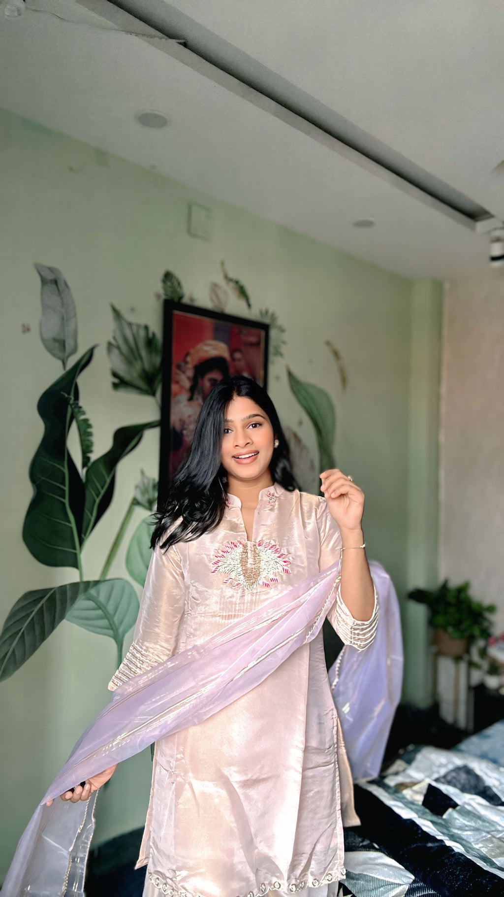 Gulnoor Blush Indo Western Set