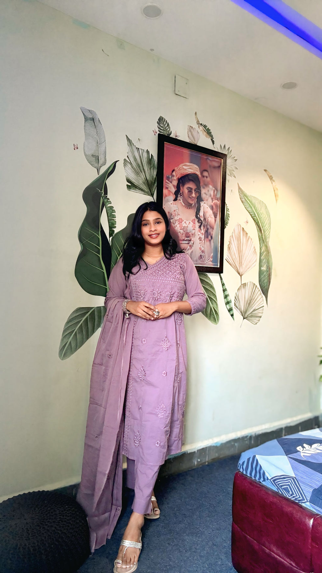 Mauve Medow Chikankari Suit