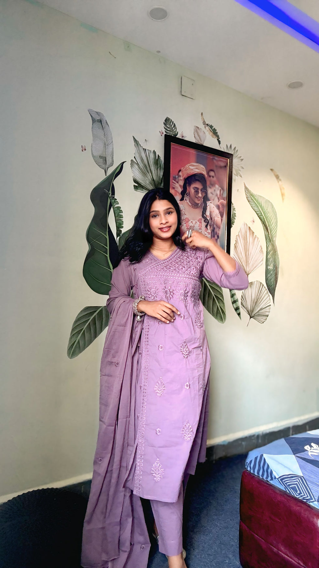 Mauve Medow Chikankari Suit