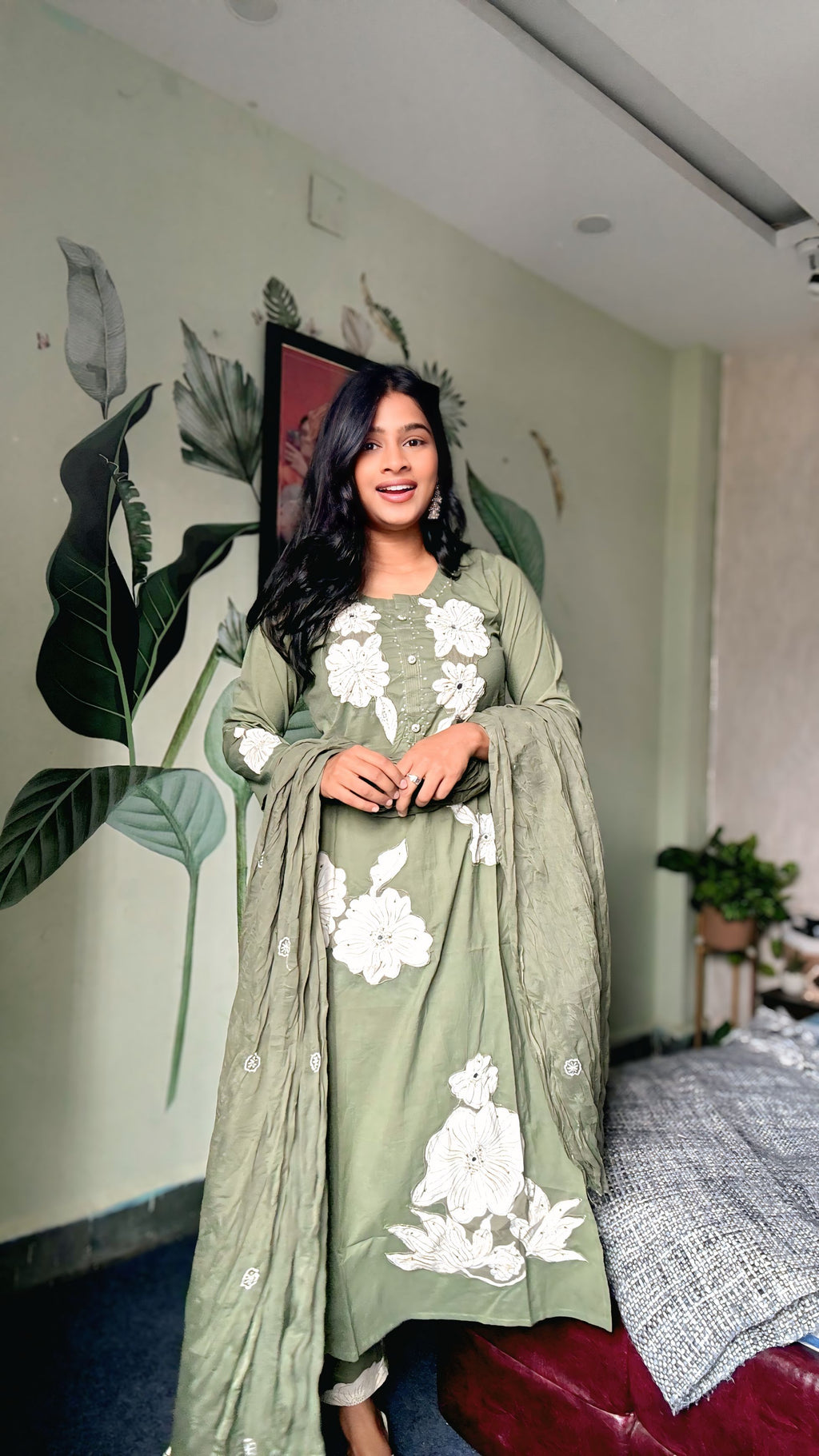 Sage Appliqué Chic Suit